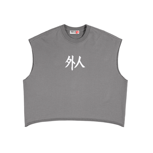 "Foreigner" Grey Boxy Tank Top